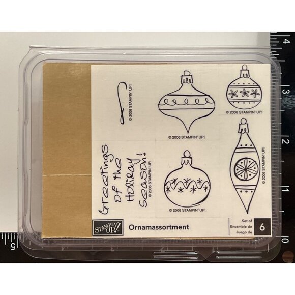 Stampin Up! Ornamental Holiday Wood Mounted Rubber Stamp Set Ornament greeting - Picture 1 of 3